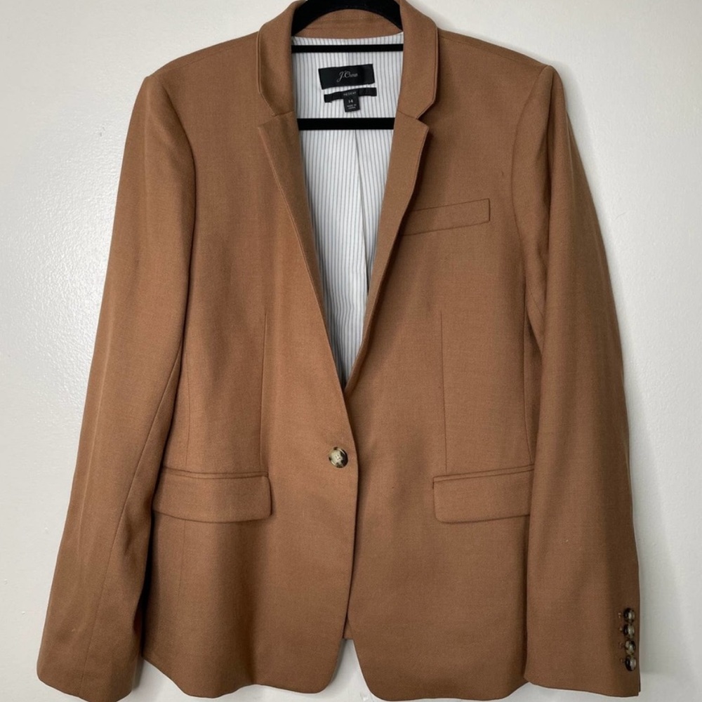 J. Crew Regent Blazer in Wool Flannel Warm Camel Sz 14 Workwear Professional